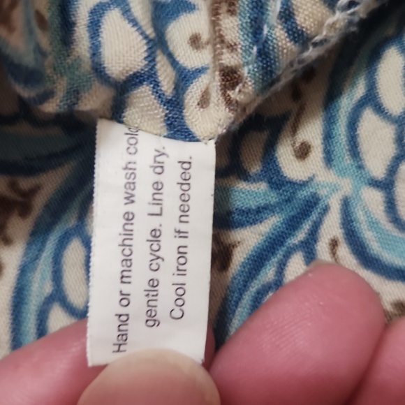 Women's Rock Flower Paper Tunic Top Teal Brown And White Pattern Size Medium - Picture 4 of 8